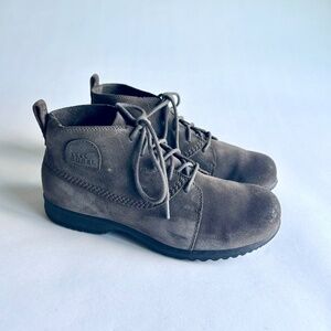 Men’s Sorel Brown Grey Suede Genuine Leather Lace Up Ankle Boots size 10.5